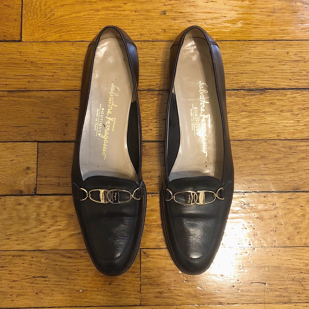 Black Ferragamo loafers